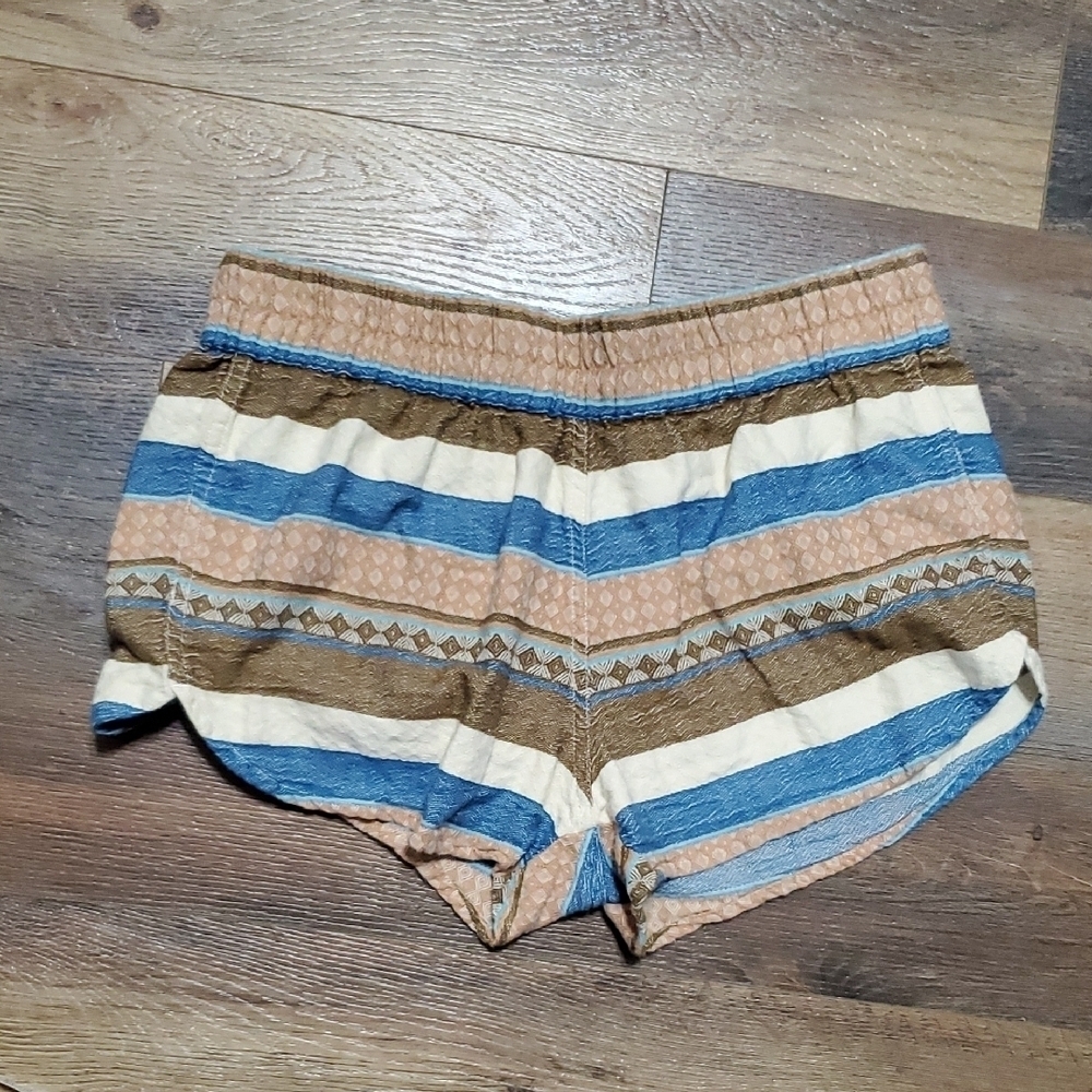 Kavu Athletic Shorts Blue and Brown with Elastic Waistband